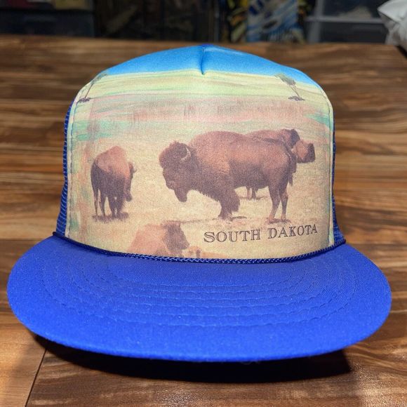 Unbranded Accessories Vintage 8s South Dakota Buffalo Mesh Trucker